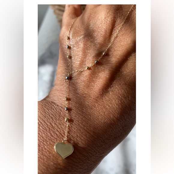 14k Gold Heart Y Necklace - Picture 3 of 4